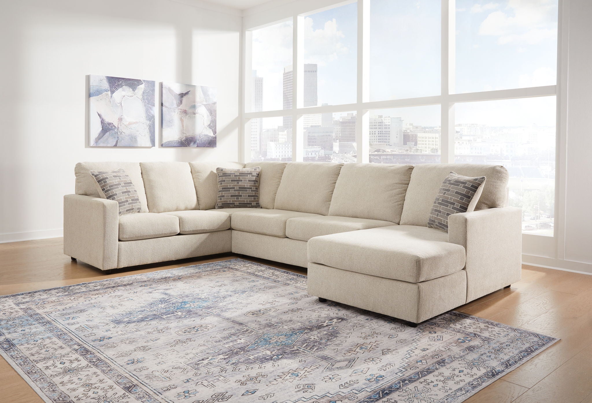 Edenfield Linen Right Arm Facing Corner Chaise 3 Pc Sectional Furniture Warehouse Ohio