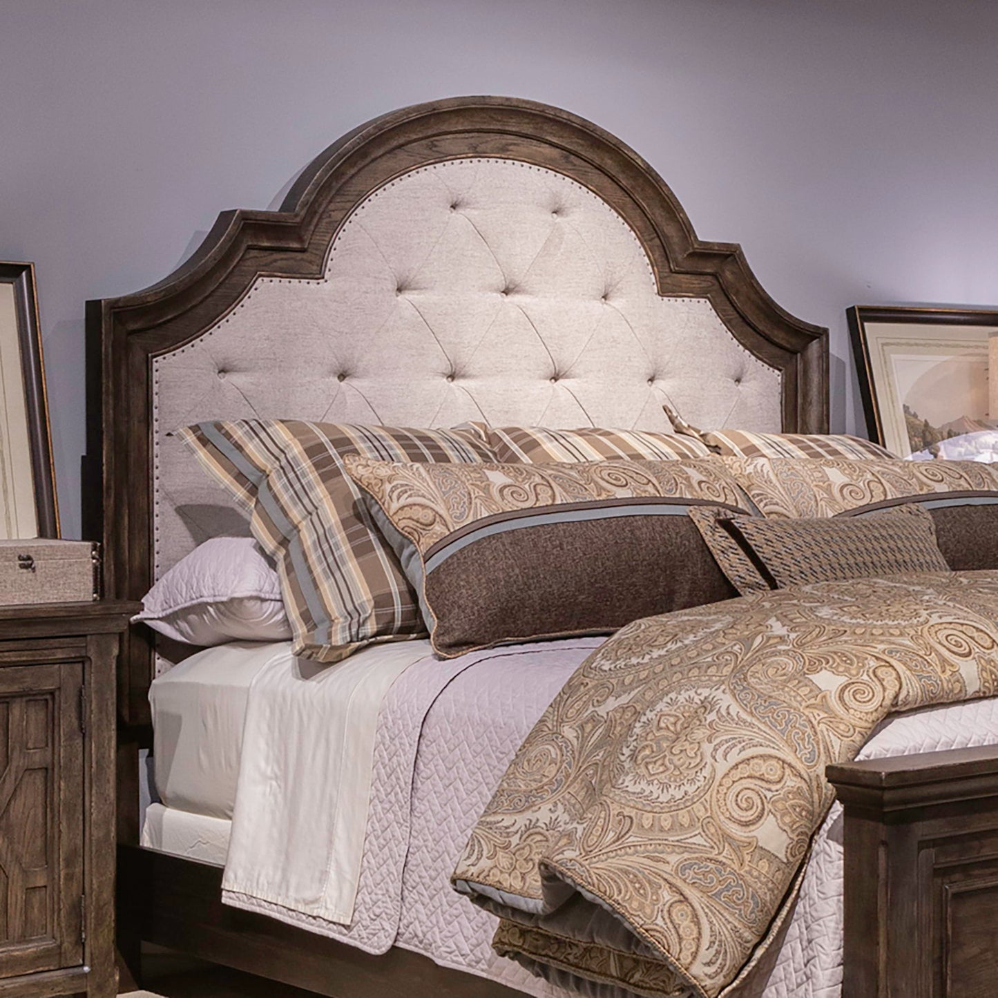 Paradise Valley - King Upholstered Bed - Dark Brown