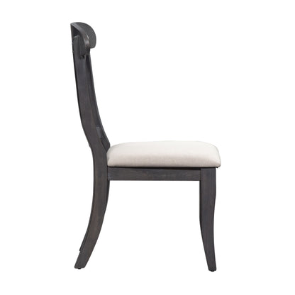 Ocean Isle - Upholstered X Back Side Chair - Slate Finish