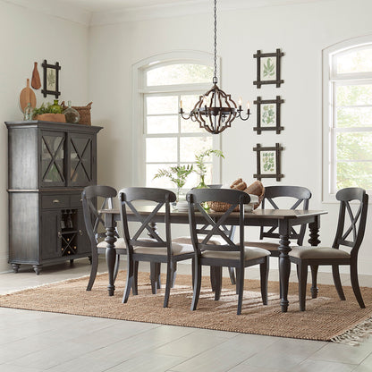 Ocean Isle - 7 Piece Rectangular Table Set - Dark Gray - X Back Chairs