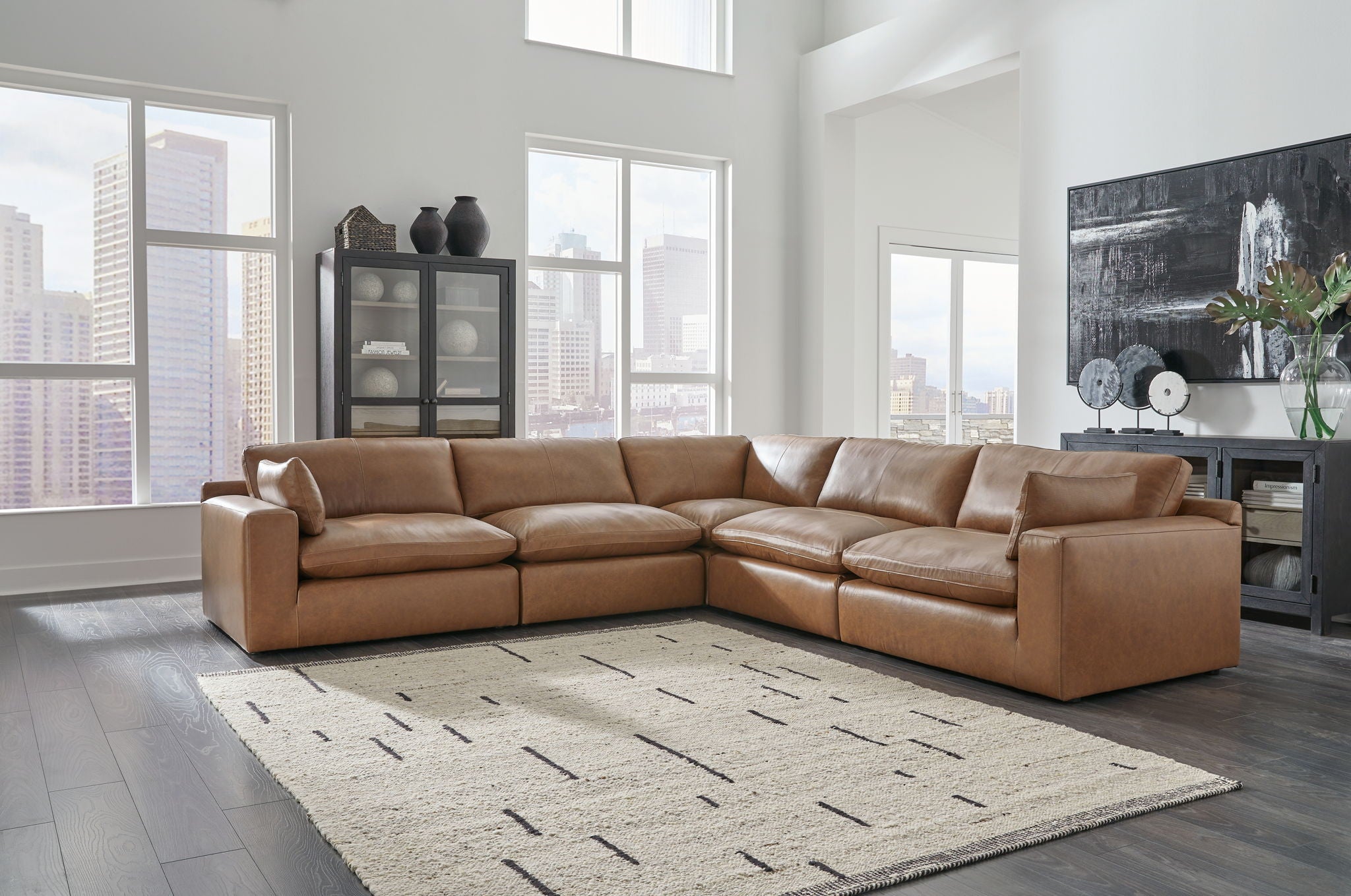 Bertil Vallien: 9 Rooms ボーエ・カムラス Emilia - Caramel - 5-Piece Sectional – Furniture Warehouse Ohio