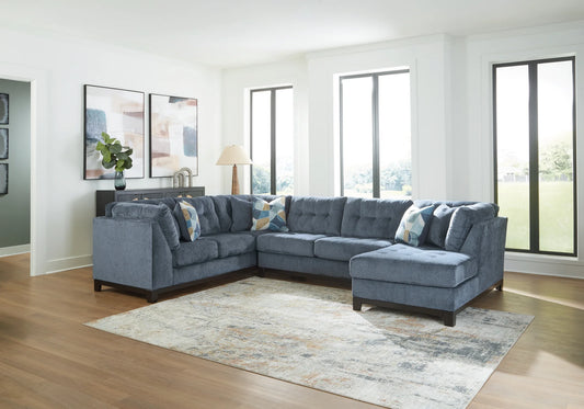 Maxon Place - Navy - 3-Piece Sectional With Raf Corner Chaise