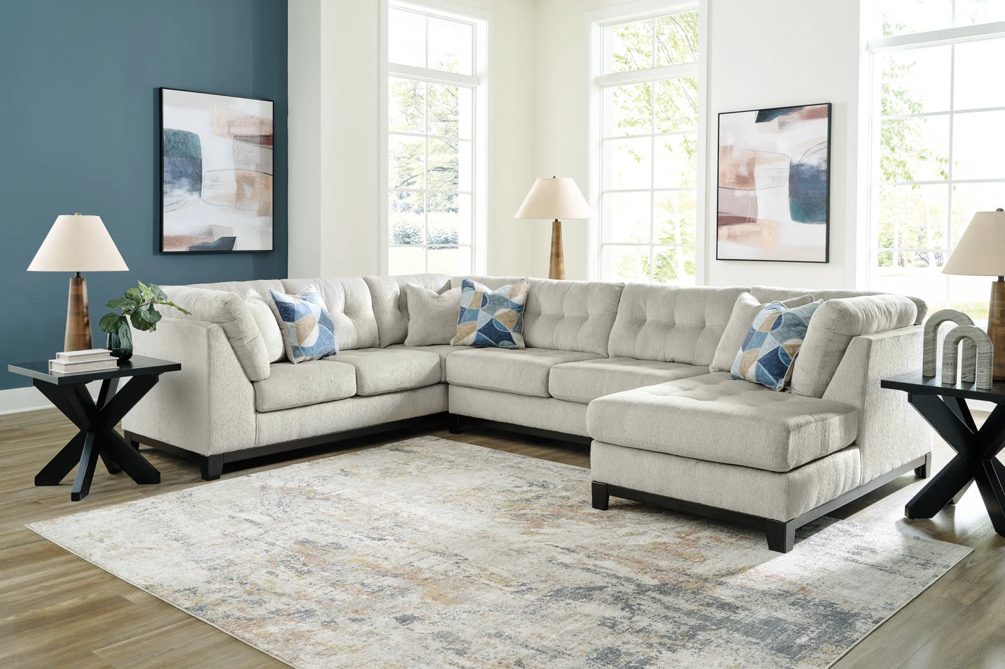 Maxon Place - Stone - 3-Piece Sectional With Raf Corner Chaise