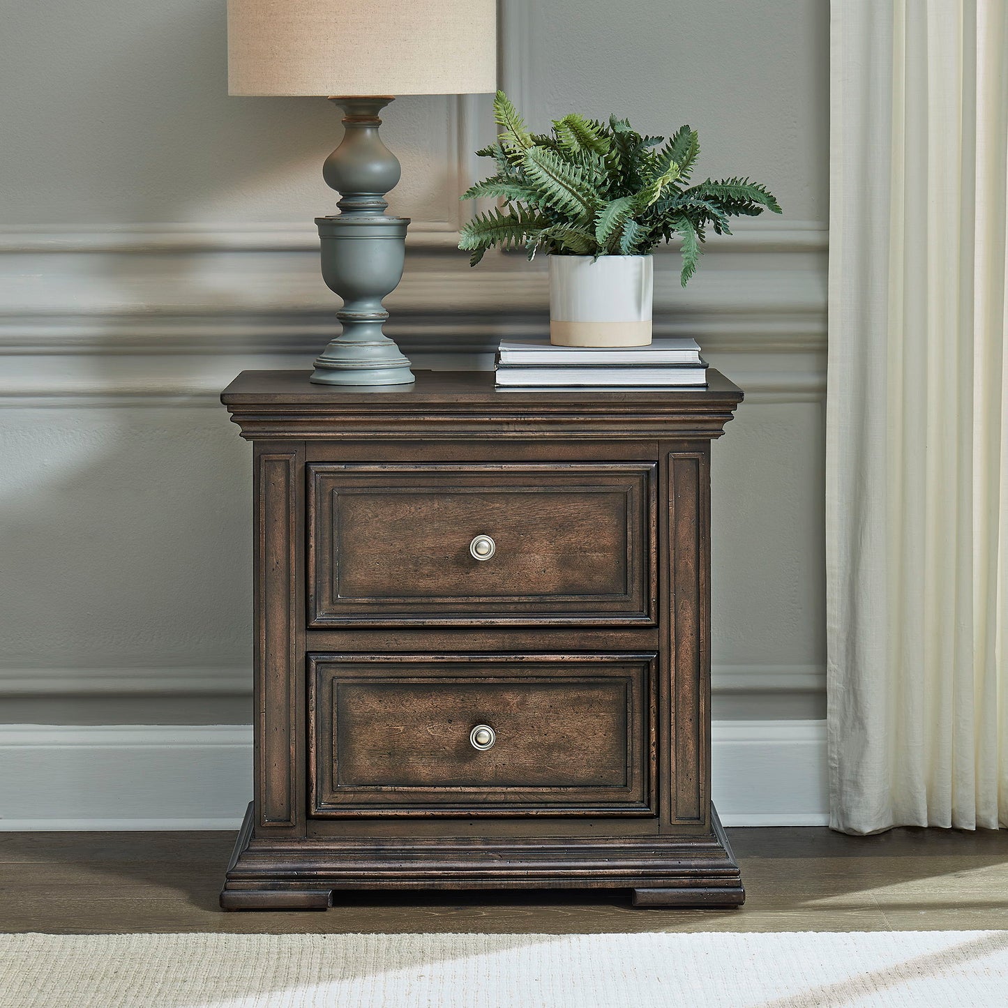 Big Valley - 2 Drawer Night Stand With Charging Station - Light Brown