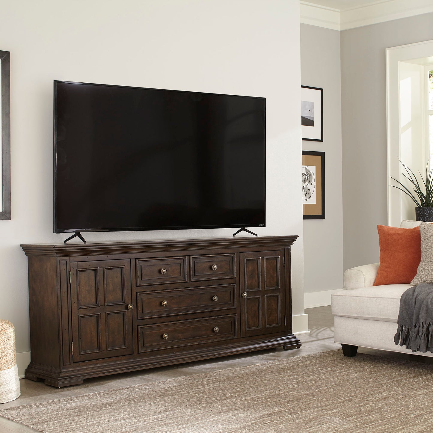 Big Valley - 76" TV Console - Light Brown