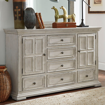 Big Valley - 2 Door 6 Drawer Dresser - Whitestone