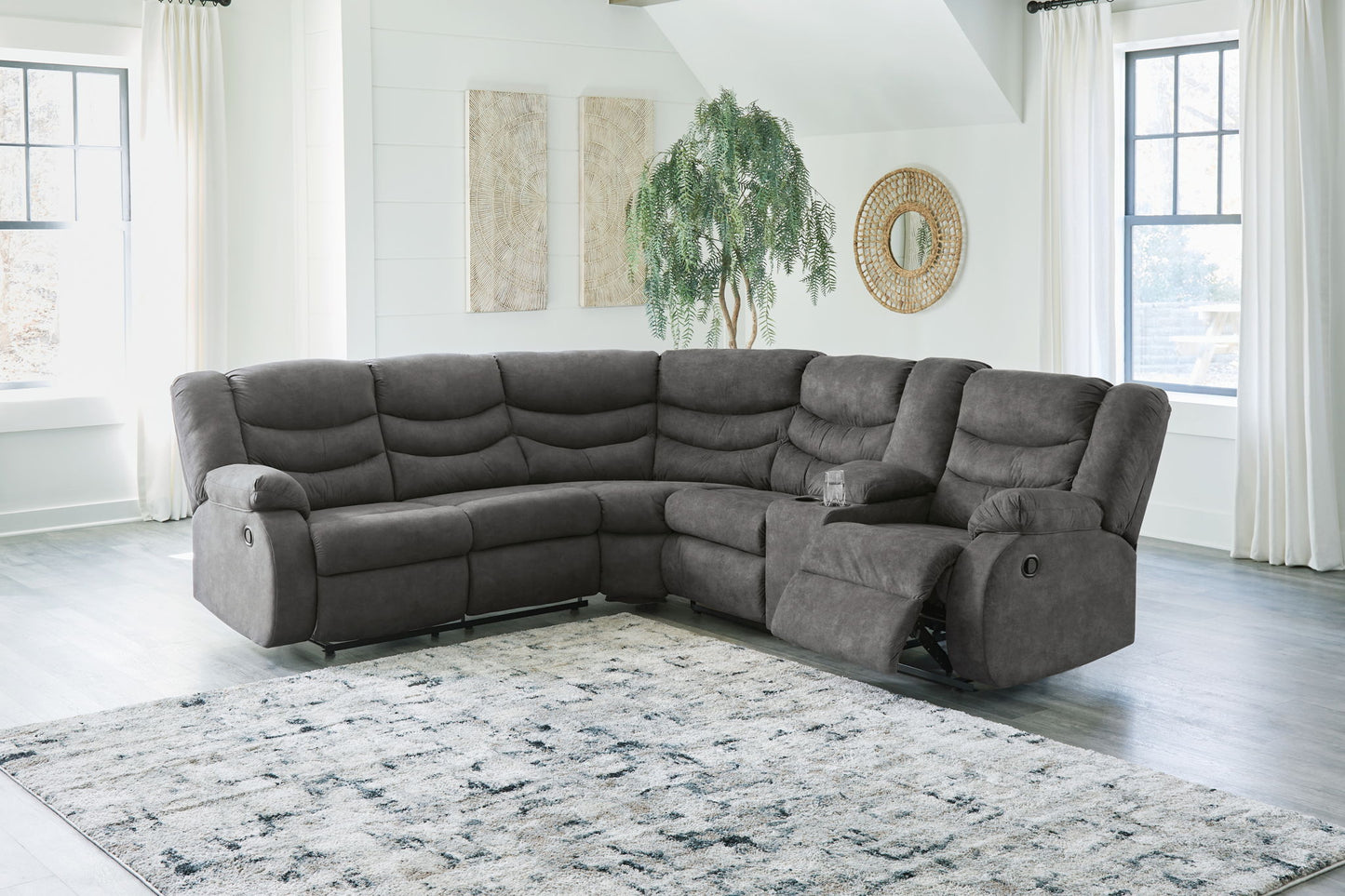 Partymate - Slate - 2-Piece Reclining Sectional With Console