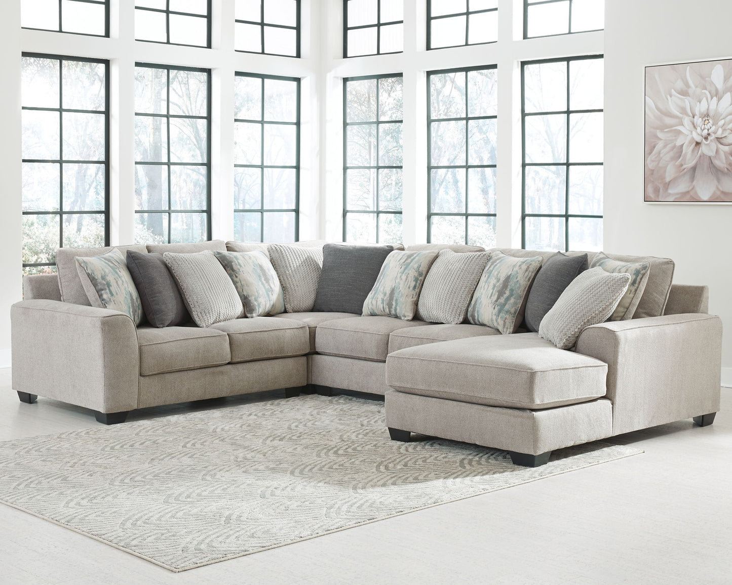 Ardsley - Pewter - Right Arm Facing Corner Chaise With Loveseat 4 Pc Sectional