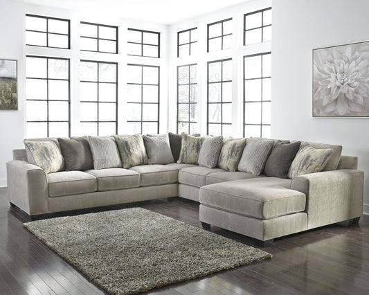 Ardsley - Pewter - Right Arm Facing Corner Chaise With Sofa 4 Pc Sectional