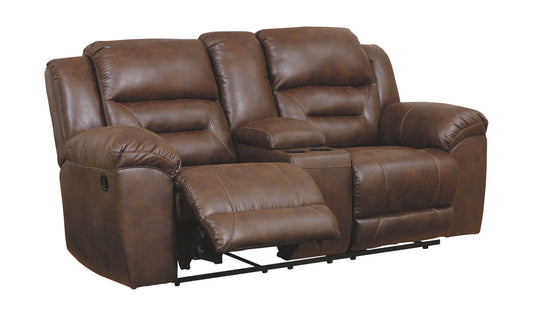 Stoneland - Chocolate - Dbl Rec Loveseat W/Console