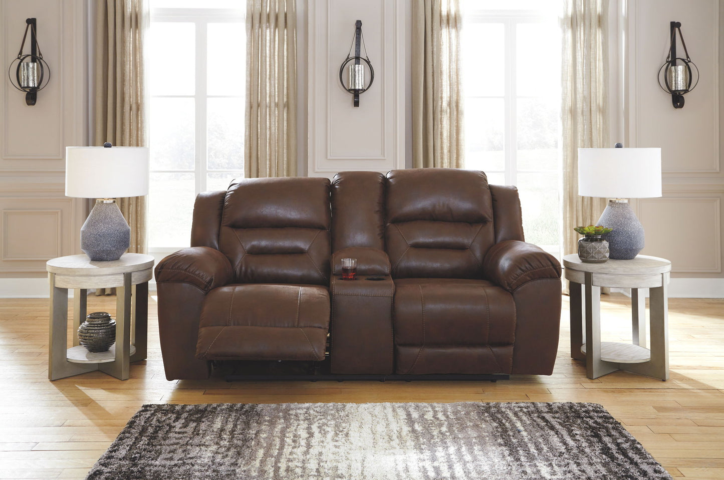 Stoneland - Chocolate - Dbl Rec Pwr Loveseat W/Console