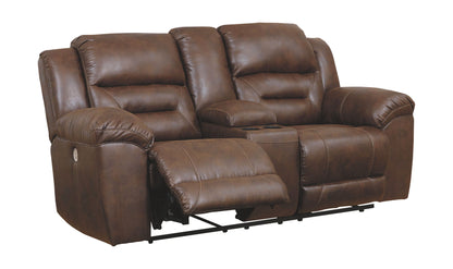 Stoneland - Chocolate - Dbl Rec Pwr Loveseat W/Console