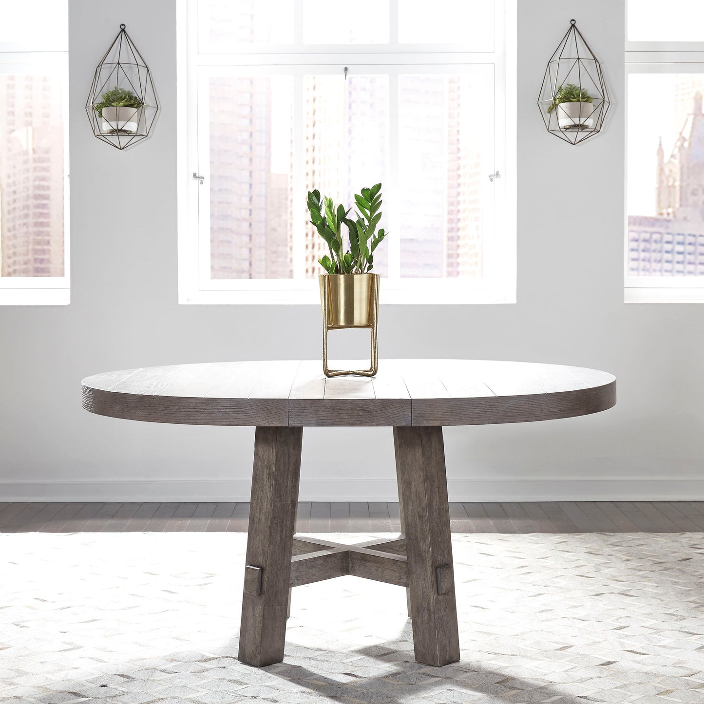 Modern Farmhouse - 5 Piece Round Table Set - Charcoal - Panel-Back Chairs