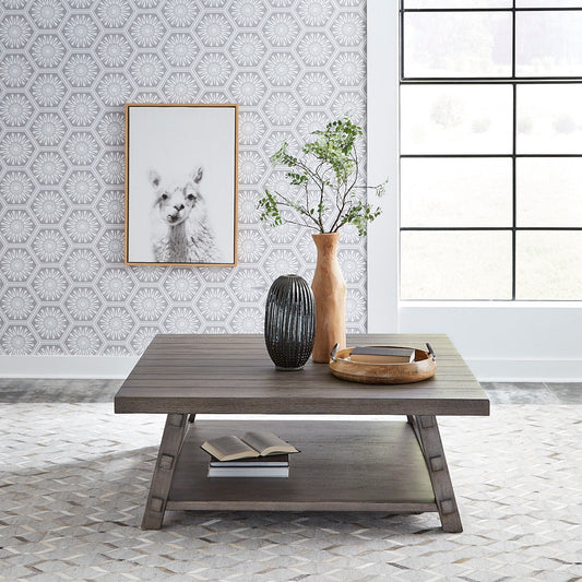 Modern Farmhouse - Oversized Square Cocktail Table - Gray