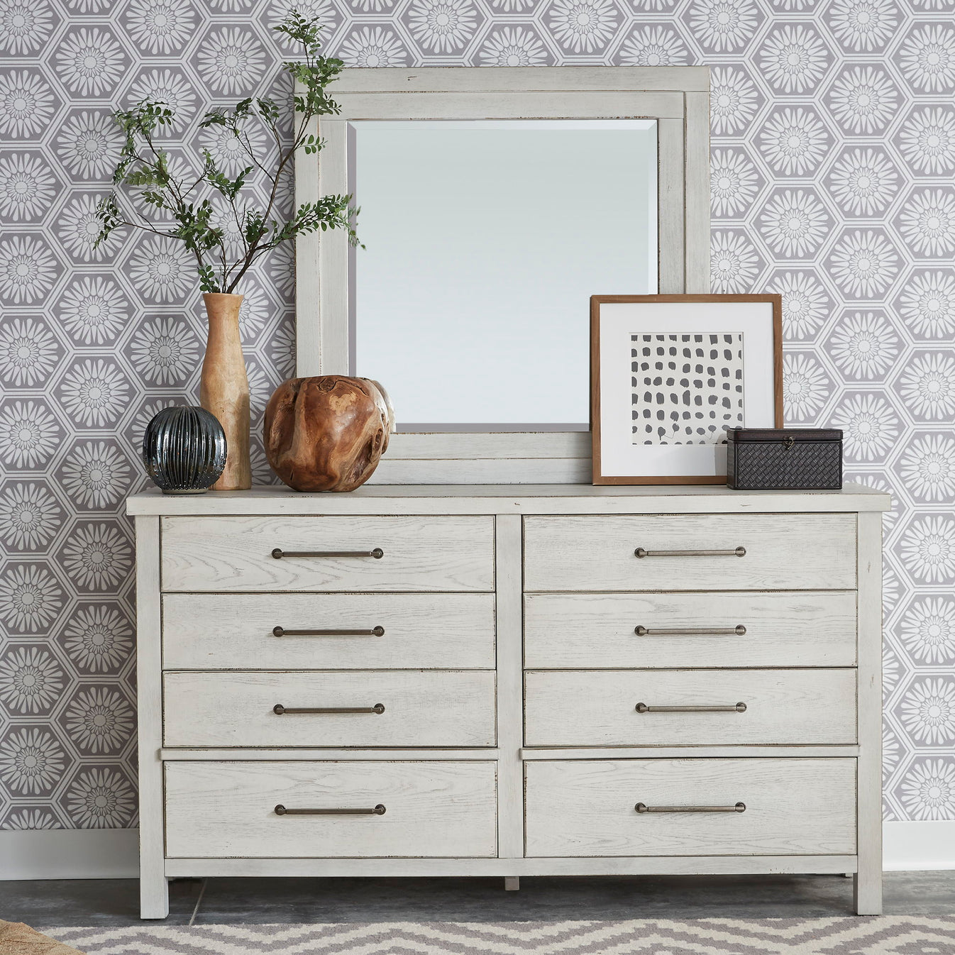 Modern Farmhouse Dresser & Mirror White Furniture Warehouse Ohio