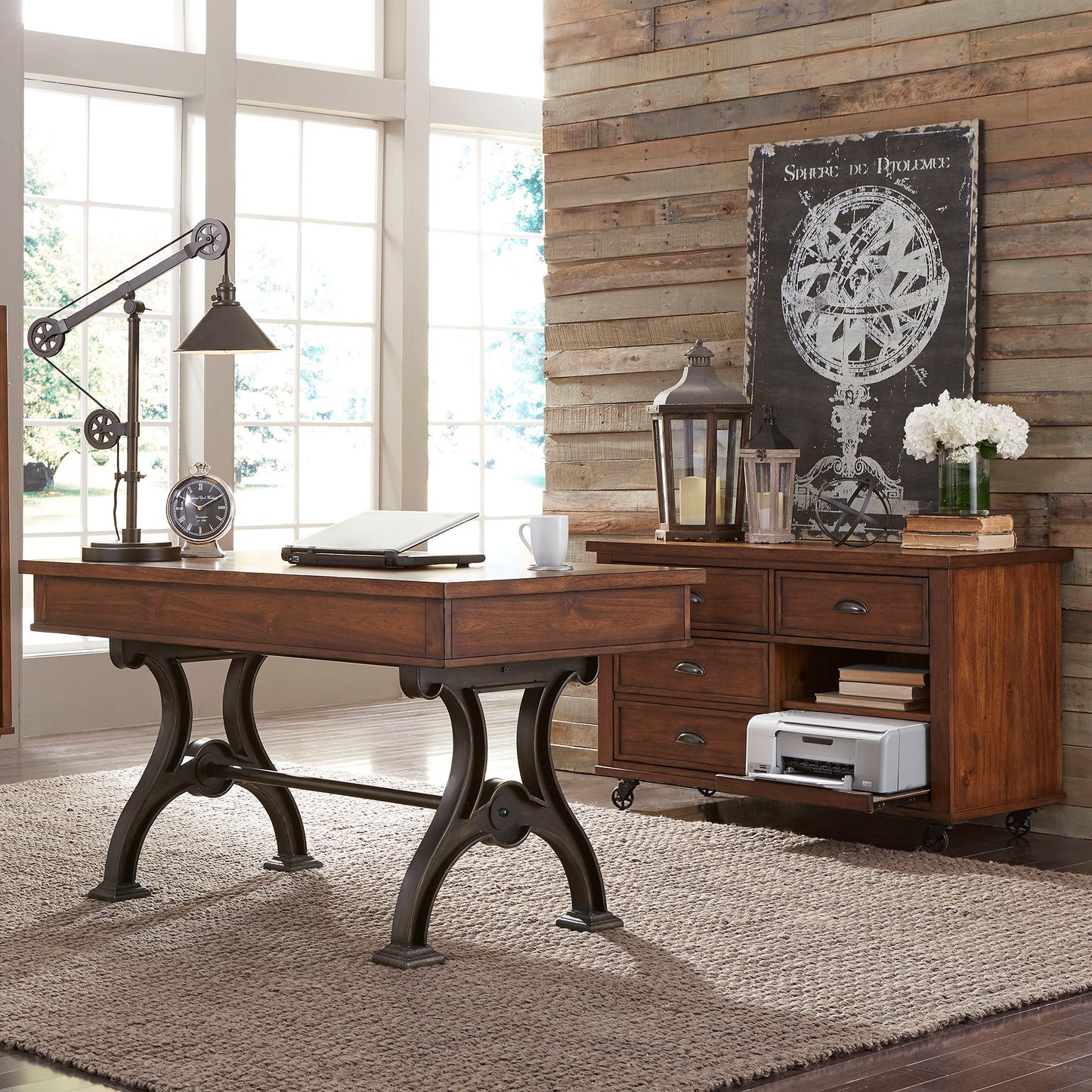 Arlington House - Complete 2 Piece Desk - Dark Brown