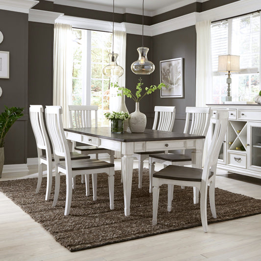 Allyson Park - 7 Piece Rectangular Table Set - White - Vertical Slat Chairs