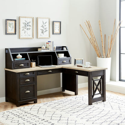 Heatherbrook - L Writing Desk Base - Black