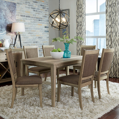 Sun Valley - 7 Piece Rectangular Table Set - Light Brown - Upholstered Chairs