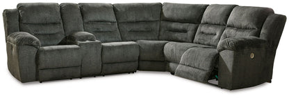 Nettington - Smoke - 3-Piece Power Reclining Sectional With Laf Pwr Rec Loveseat W/Console