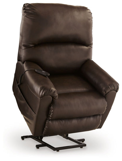 Shadowboxer - Chocolate - Power Lift Recliner - Faux Leather
