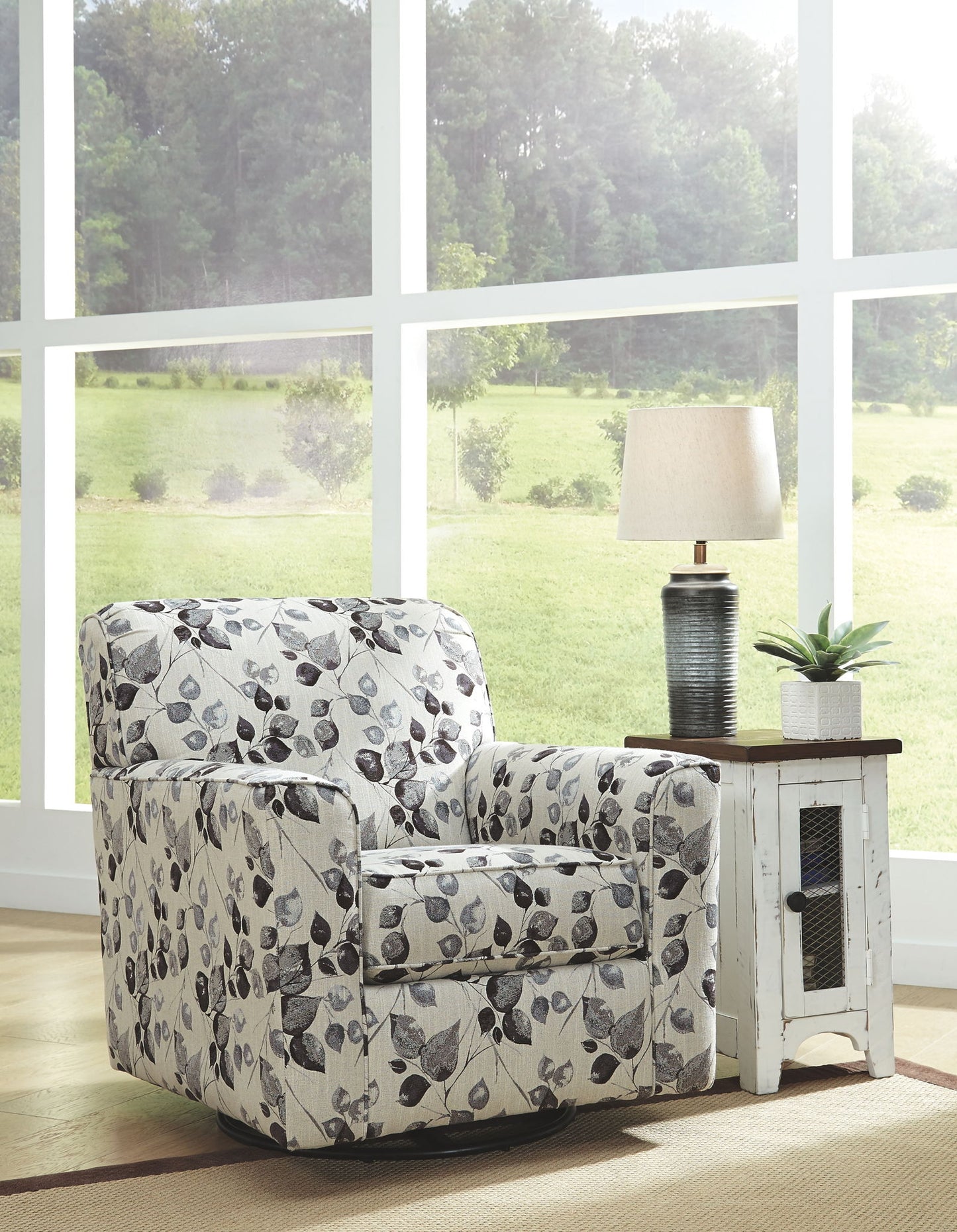 Abney - Platinum - Swivel Accent Chair