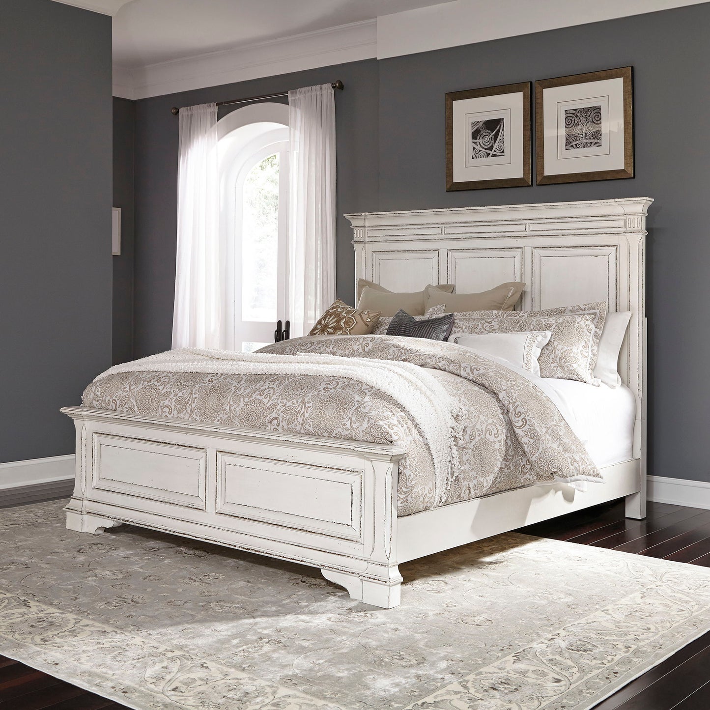 Abbey Park - King Panel Bed - White