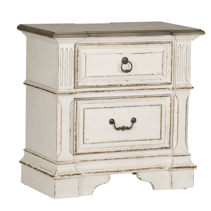 Abbey Park - 2 Drawer Night Stand With Charging Station - White