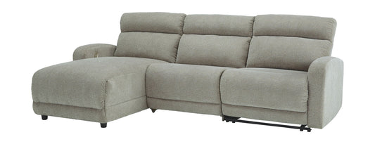 Colleyville - Stone - Left Arm Facing Power Chaise 3 Pc Sectional
