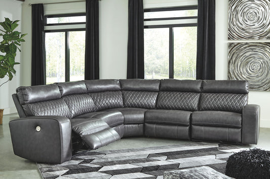 Samperstone - Gray - Zero Wall Recliners 5 Pc Sectional