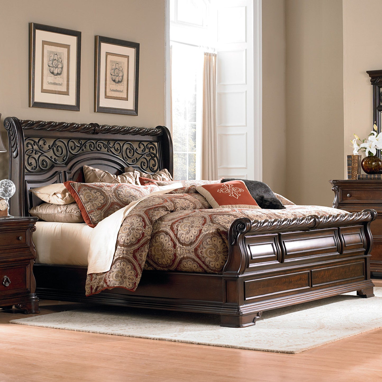 Arbor Place - California King Sleigh Bed - Dark Brown