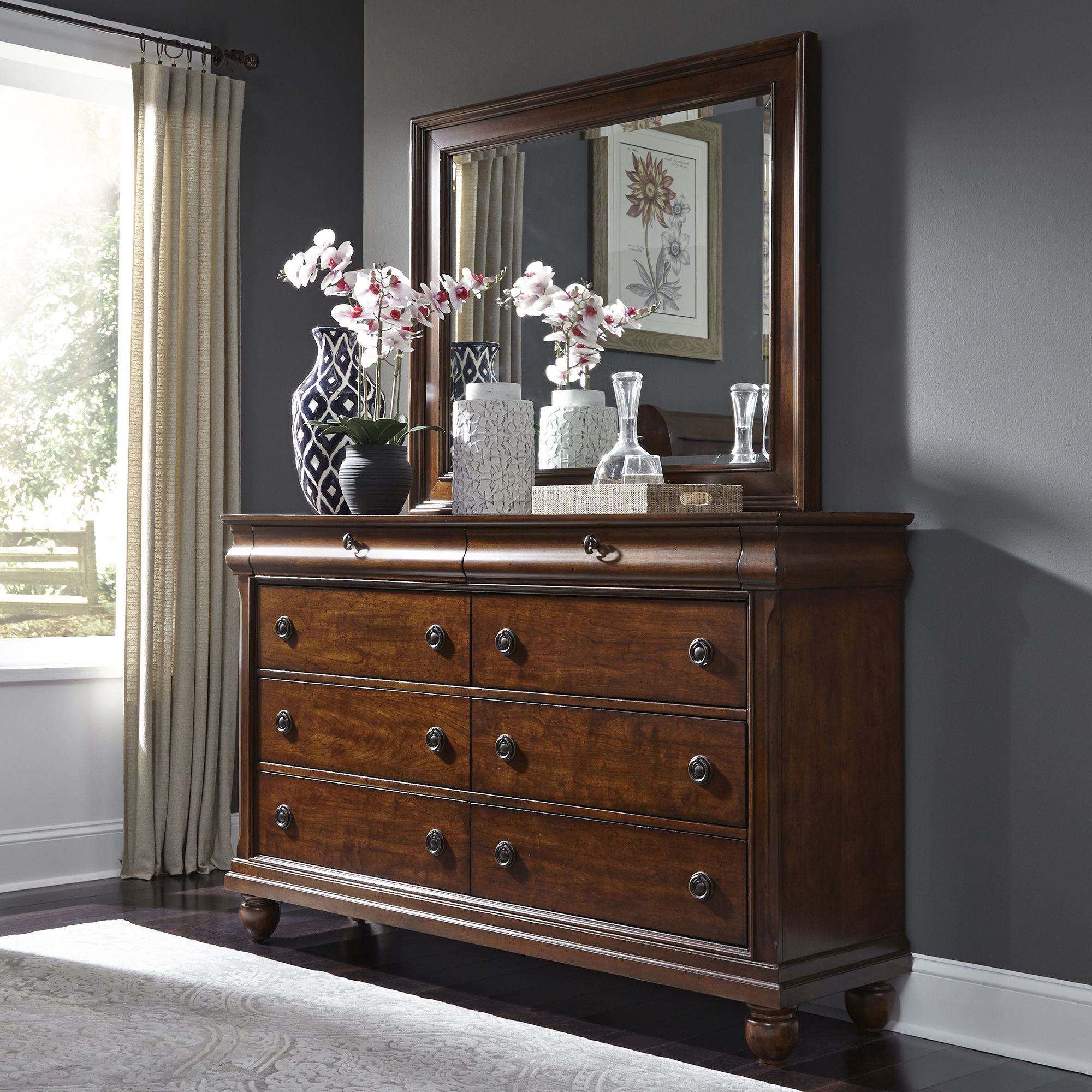 Rustic Traditions Dresser Mirror Dark Brown Furniture Warehouse Ohio