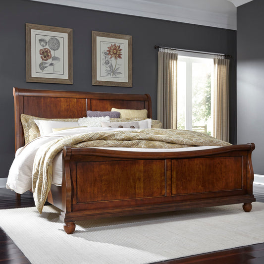 Rustic Traditions - King Sleigh Bed - Dark Brown