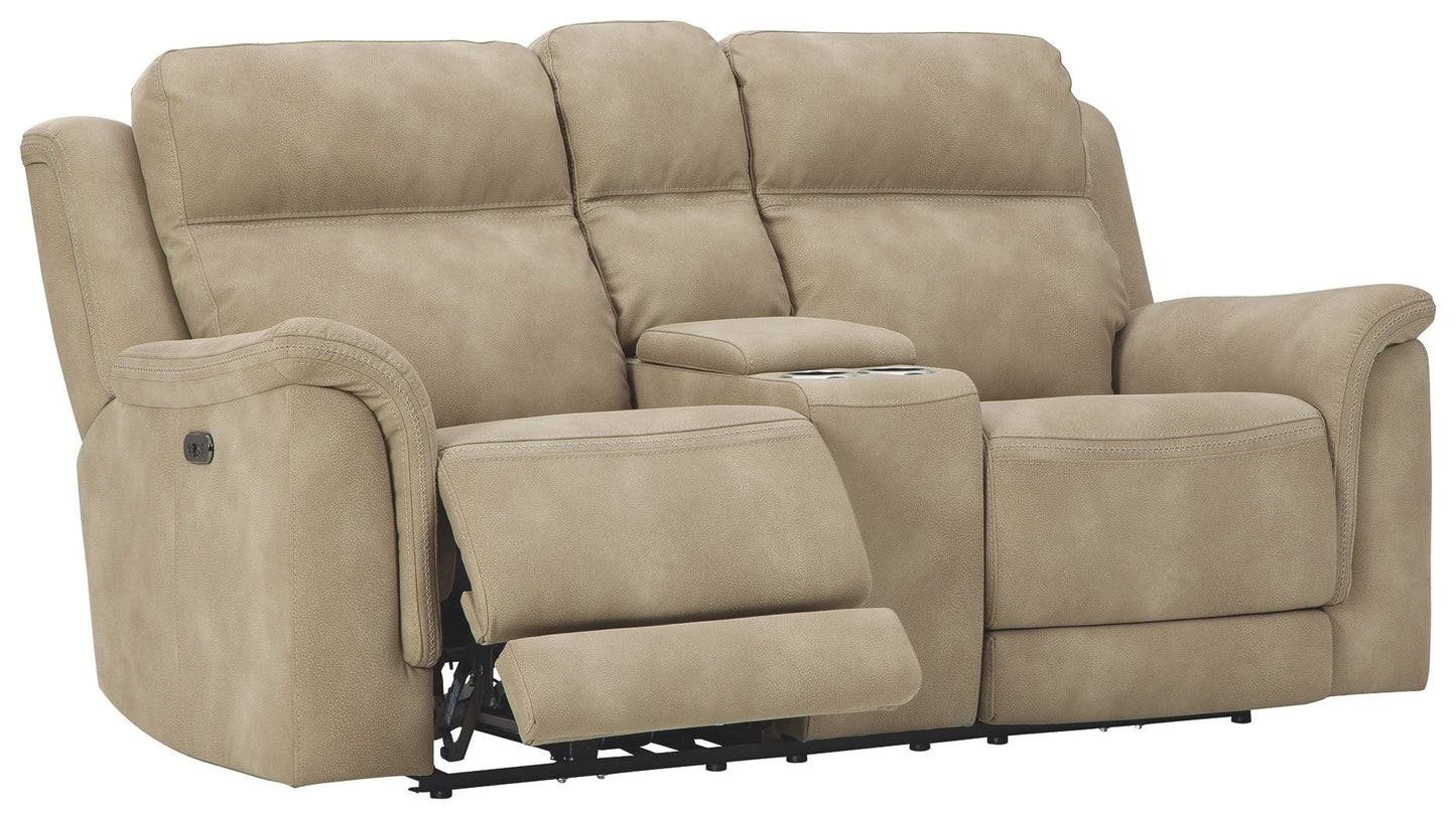 Next-gen Durapella - Sand - Power Reclining Loveseat With Console/Headrest