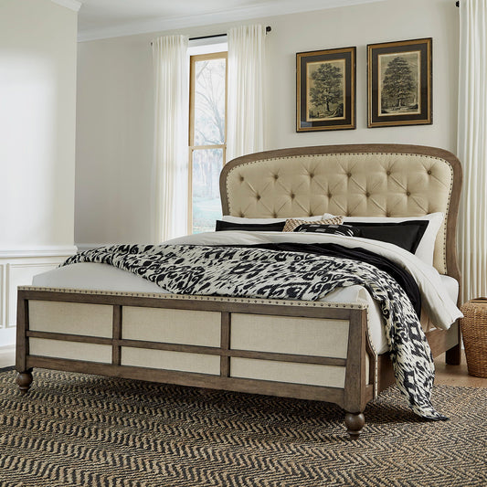 Americana Farmhouse - King Shelter Bed - Light Brown