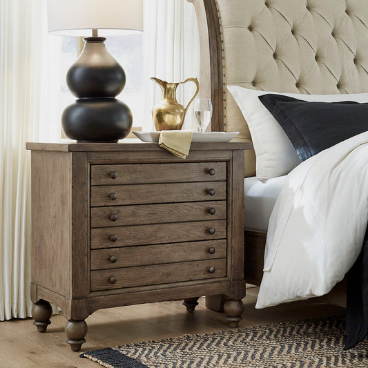 Americana Farmhouse - Bedside Chest With Charging Station - Black