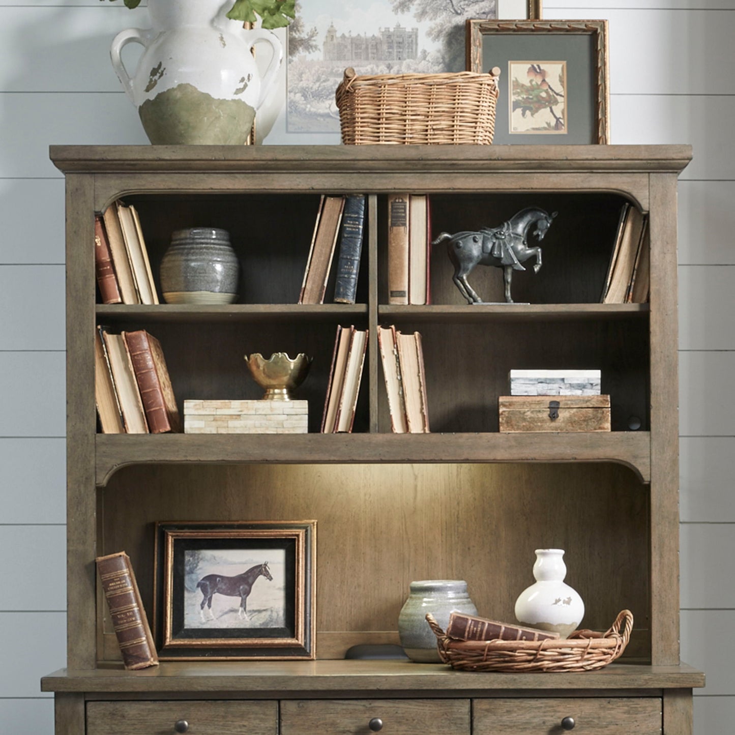 Americana Farmhouse - 3 Piece Desk & Hutch Set