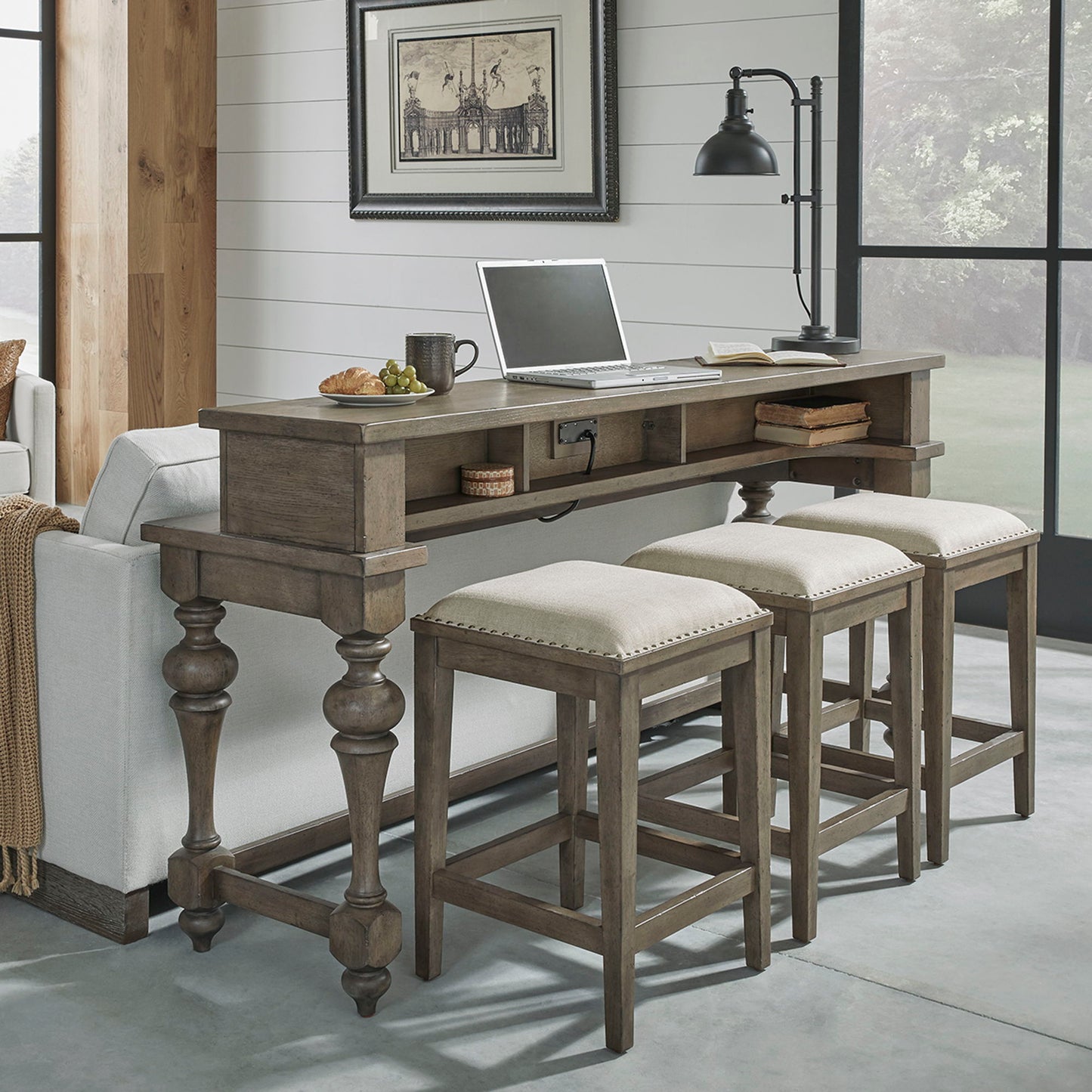 Americana Farmhouse - 4 Piece Set (Console 3 Stools)