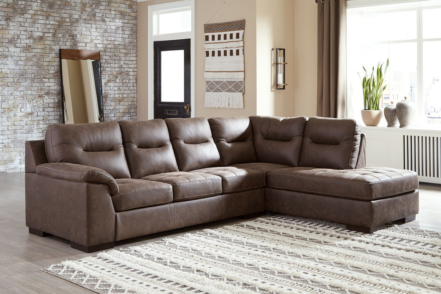 Maderla - Walnut - Right Arm Facing Corner Chaise 2 Pc Sectional