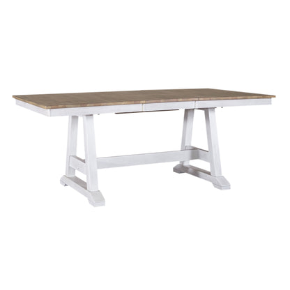 Lindsey Farm - 7 Piece Trestle Table Set - Weathered White