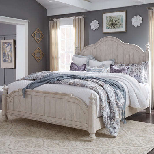 Farmhouse Reimagined - King Poster Bed - White