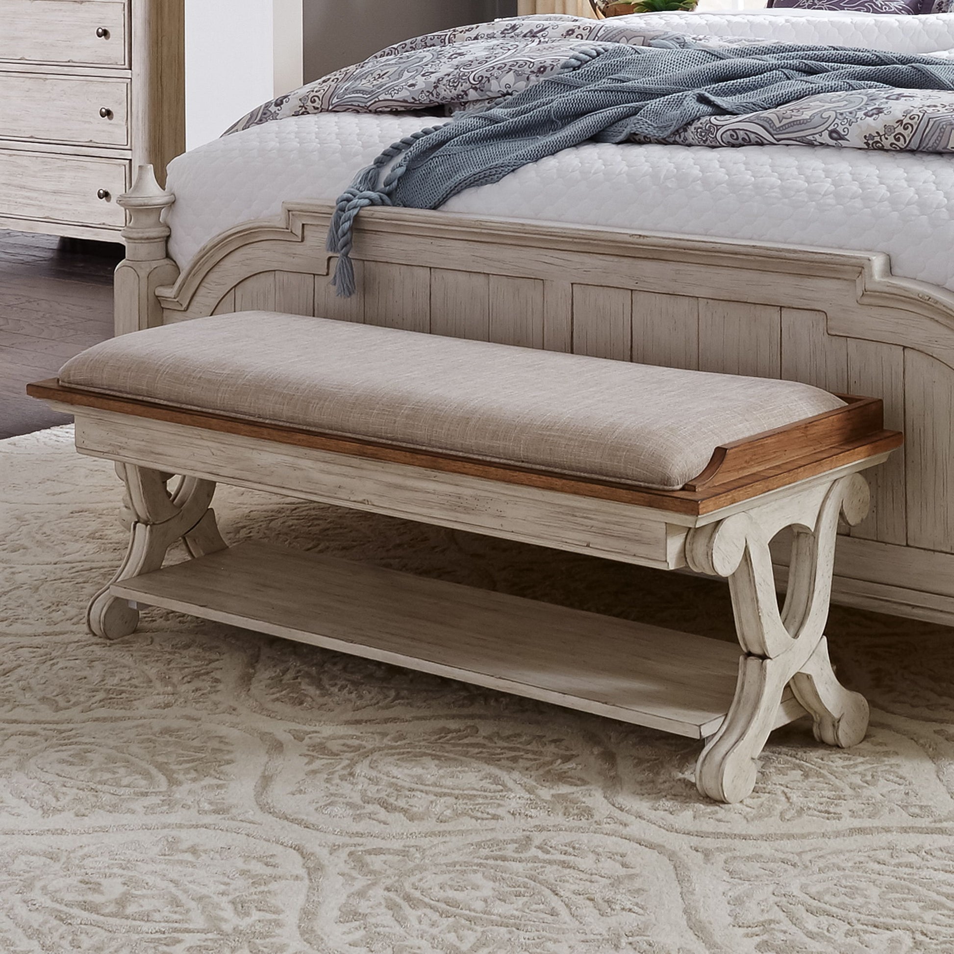Farmhouse Reimagined Bed Bench White
