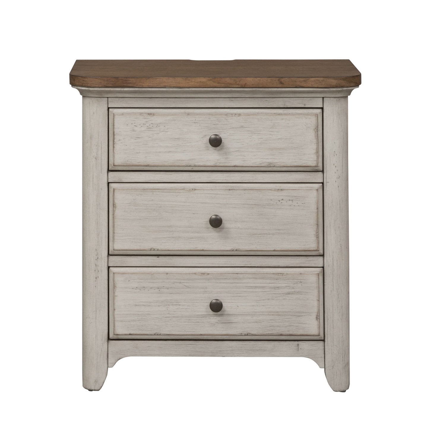 Farmhouse Reimagined - 3 Drawer Night Stand With Charging Station - White
