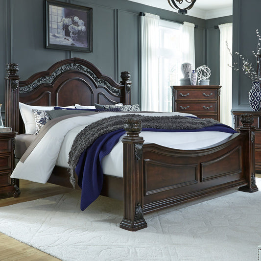 Messina Estates - California King Poster Bed - Dark Brown