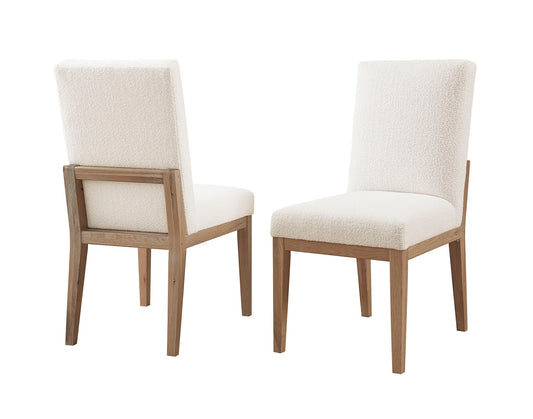 Dovetail - Upholstered Side Chair With A White Fabric. - Bleached White