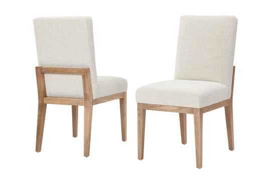 Dovetail - Upholstered Side Chair With An Oatmeal Fabric. - Bleached White