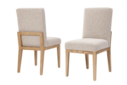 Dovetail - Upholstered Side Chair With A Grey Fabric. - Bleached White