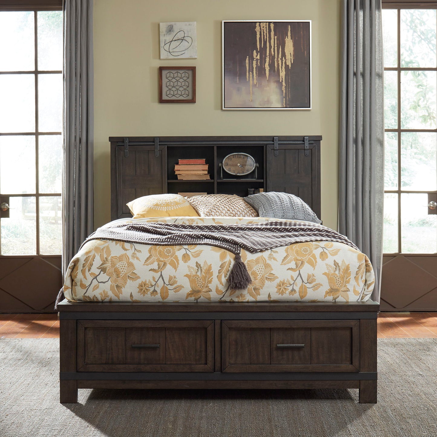 Thornwood Hills - King Bookcase Bed - Dark Gray