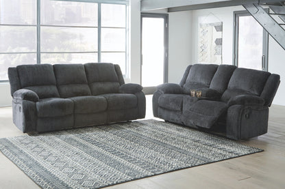 Draycoll - Dark Gray - Dbl Rec Loveseat W/Console