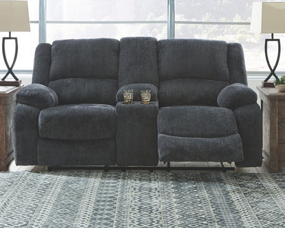 Draycoll - Dark Gray - Dbl Rec Loveseat W/Console